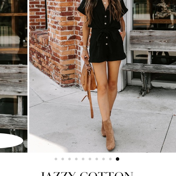 JAZZY COTTON POCKETED BUTTON DOWN ROMPER - Picture 3 of 7